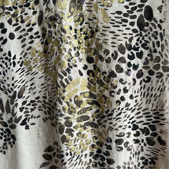 Style & Co. cream tee with brown and gold animal print, size M - Picture 5 of 7